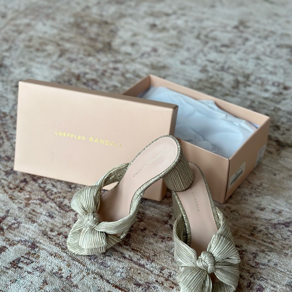Loeffler Randall Penny Mules in Platinum